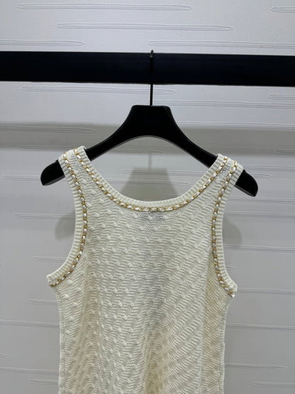 2025 Spring and Summer New Chain Knitted Vest Dress