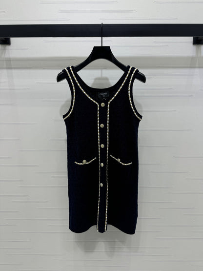 2025 Spring and Summer New Chain Knitted Vest Dress