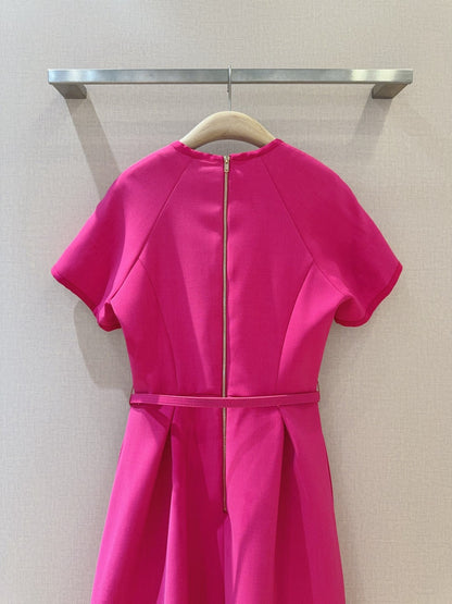 2025 new three-dimensional round neck raglan sleeve dress