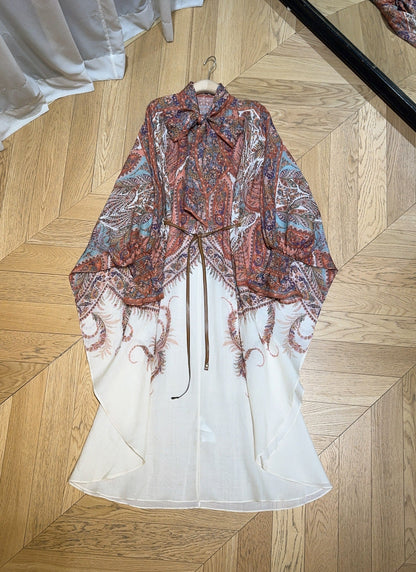 25 Summer New Collar Long Sleeve Midi Dress