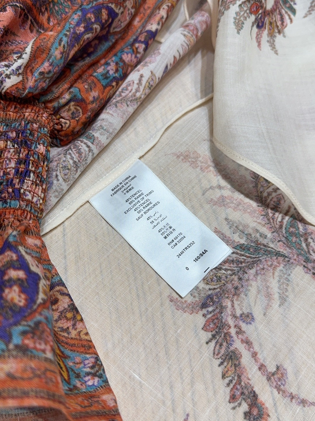 25 Summer New Arrivals Cream Paisley Pattern Tie Neck Long Sleeve Shirt