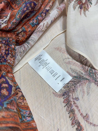 25 Summer New Arrivals Cream Paisley Pattern Tie Neck Long Sleeve Shirt