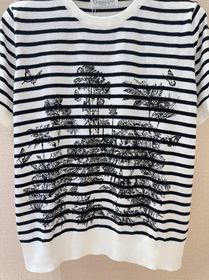 25 Spring and Summer New Round Neck Striped Print Short Sleeve