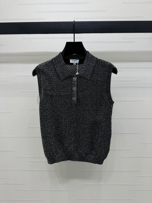 25 Spring and Summer Newest Series! Heavy Sequin Lapel Knitted Vest