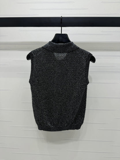 25 Spring and Summer Newest Series! Heavy Sequin Lapel Knitted Vest