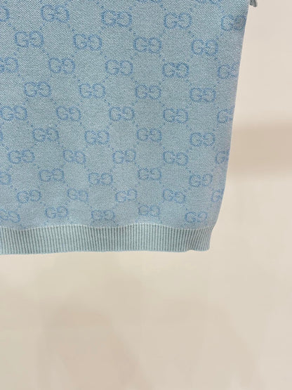 25 Early spring new lapel letter logo full print contrast color casual knitted short sleeves