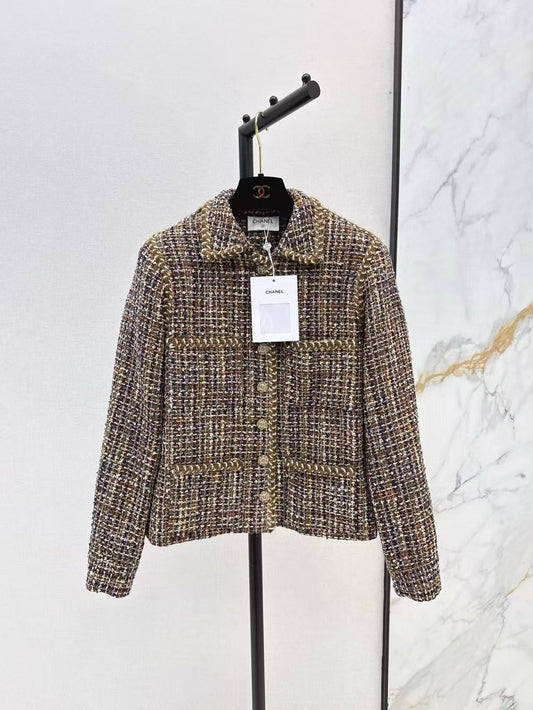 2025 Spring and Summer New Retro Woven Tweed Jacket