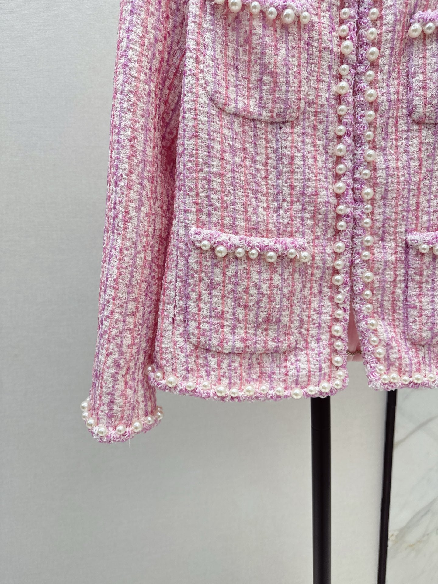 25ss latest spring and summer high-end sparkling cherry blossom pink pearl jacket