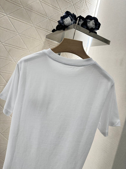 2025 Summer New Round Neck Embroidered Love T-shirt