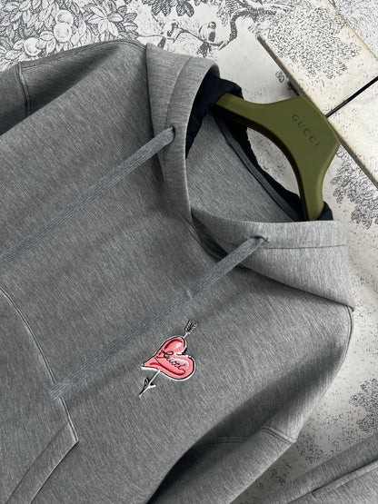 25 Spring and Summer New Love Embroidery Space Cotton Hooded Top Jacket + Elastic Waist Skirt