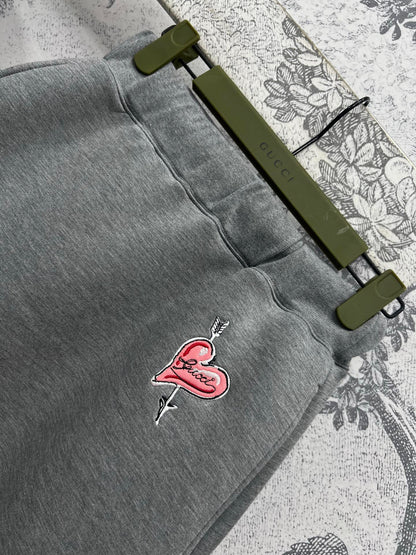 25 Spring and Summer New Love Embroidery Space Cotton Hooded Top Jacket + Elastic Waist Skirt