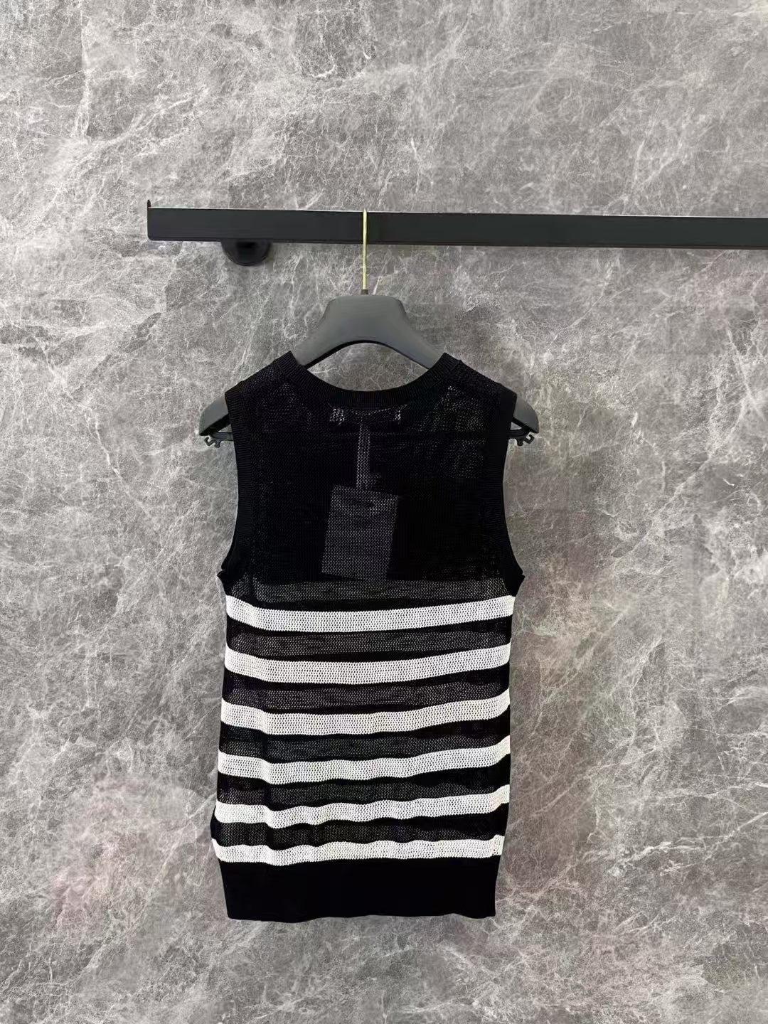 25SS Spring and Summer New Simple and Versatile Striped Knitted Hollow Vest