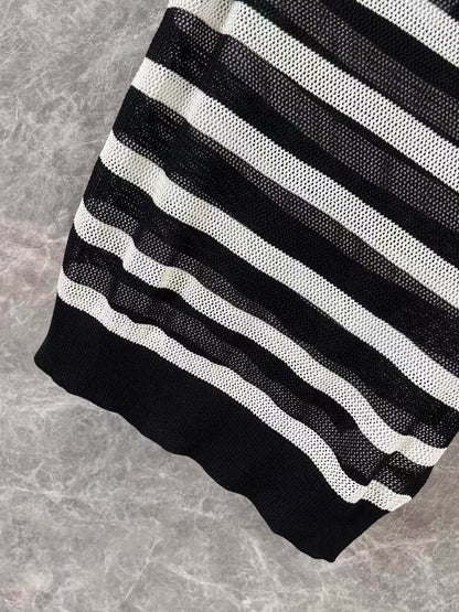 25SS Spring and Summer New Simple and Versatile Striped Knitted Hollow Vest