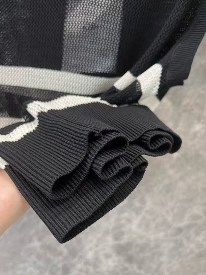 25SS Spring and Summer New Simple and Versatile Striped Knitted Hollow Vest