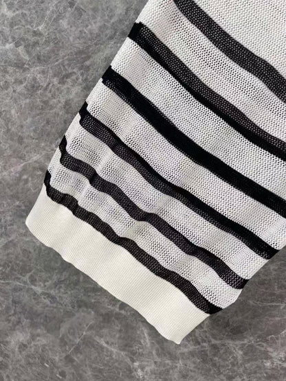 25SS Spring and Summer New Simple and Versatile Striped Knitted Hollow Vest