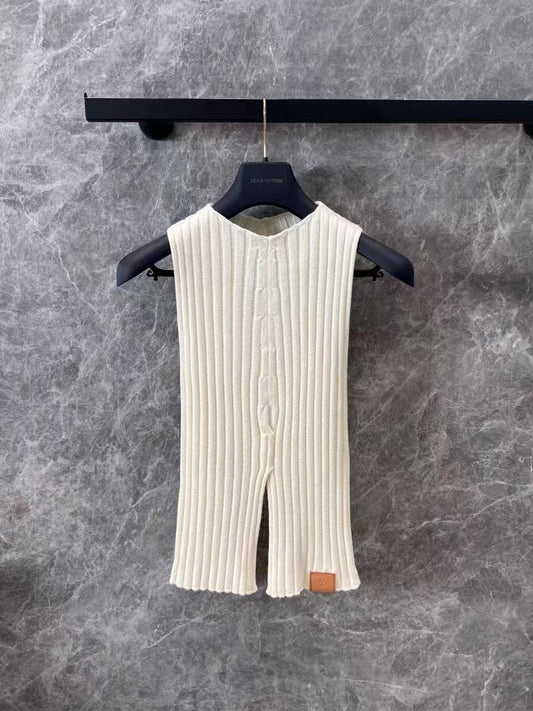 25Ss new spring and summer slit slim fit knitted vest top