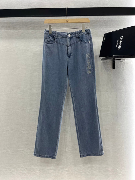 2025 New High Waist Washed Denim Straight Pants