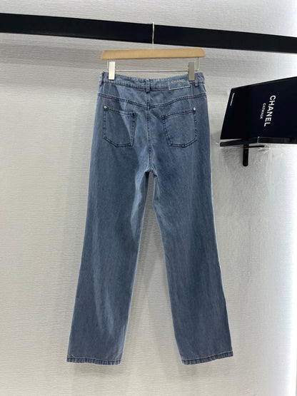 2025 New High Waist Washed Denim Straight Pants