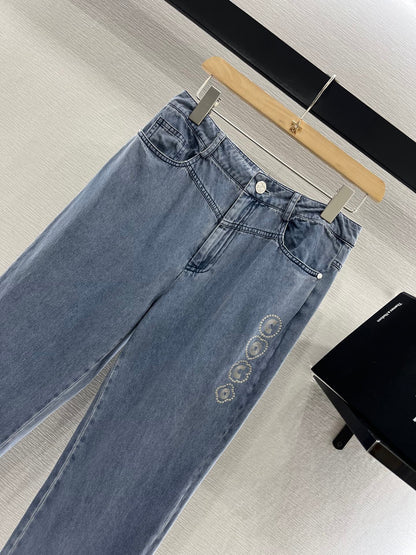 2025 New High Waist Washed Denim Straight Pants