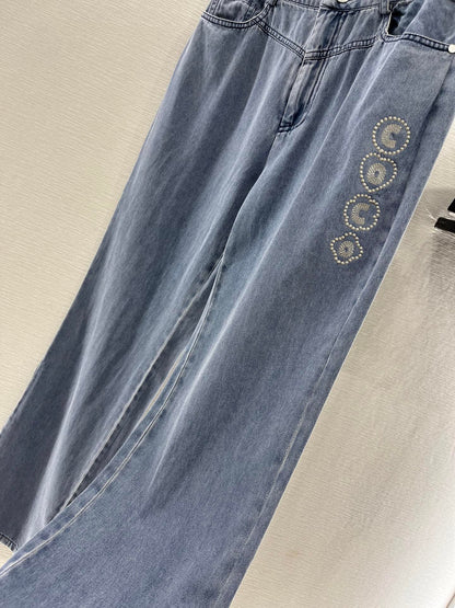 2025 New High Waist Washed Denim Straight Pants