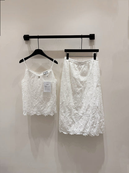 25ss Wave edge geometric embroidery jacquard small sling ➕ Skirt