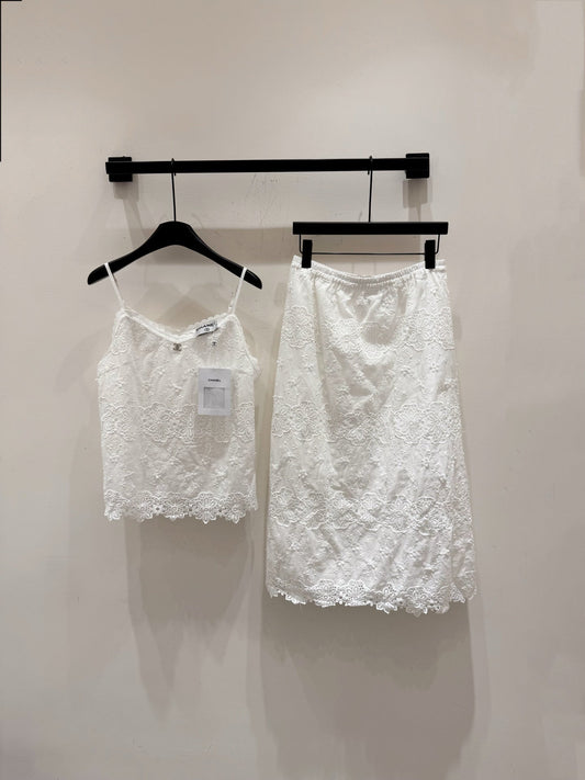25ss Wave edge geometric embroidery jacquard small sling ➕ Skirt