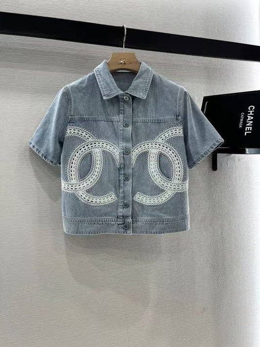 25ss Embroidered denim