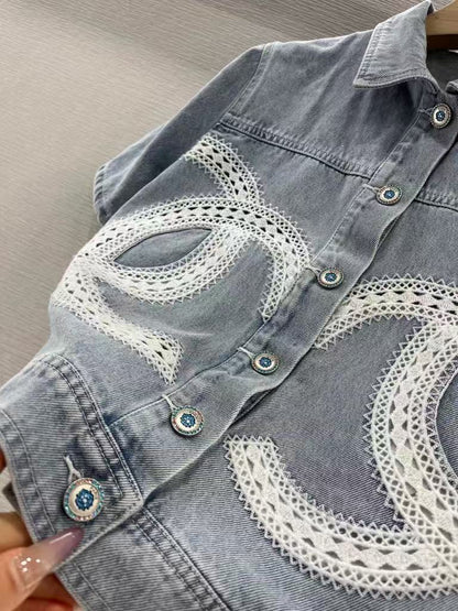 25ss Embroidered denim
