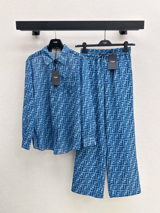 25 The latest classic spring and summer pattern casual suit with loose shirt + straight pants