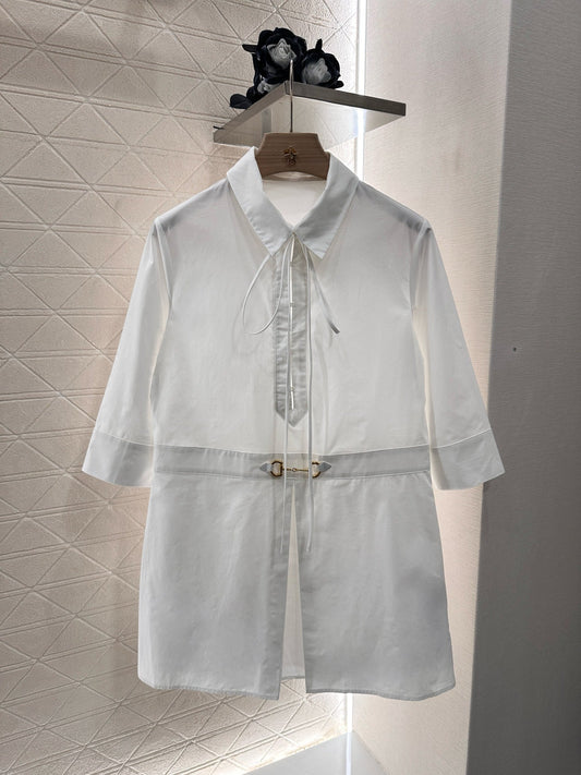 2025 Summer New Arrival Slit Tie Shirt Dress