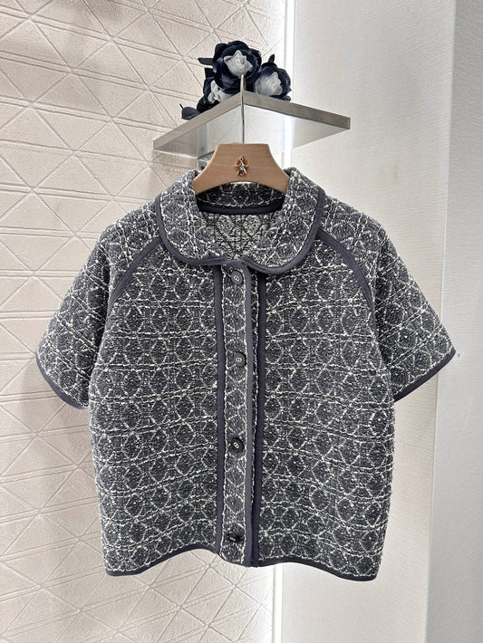 2025 Summer New Raglan Knitted Short Sleeve Cardigan