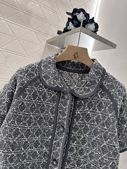 2025 Summer New Raglan Knitted Short Sleeve Cardigan