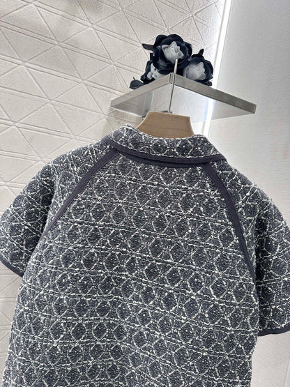 2025 Summer New Raglan Knitted Short Sleeve Cardigan