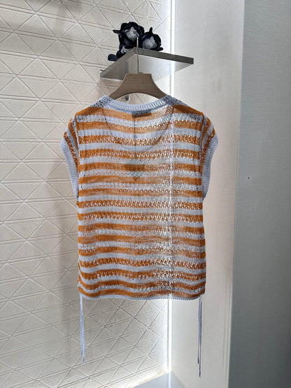 2025 Summer New Totem Embroidery Hollow Knitted Short Sleeves