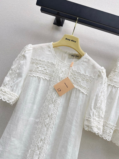 25Ss Spring and Summer Latest French Round Neck Linen Short Sleeve Shirt Suit