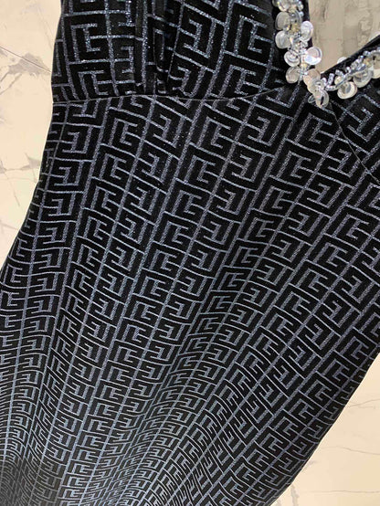 25 Summer new acetate maze bright silk fixed bead dress holiday dress