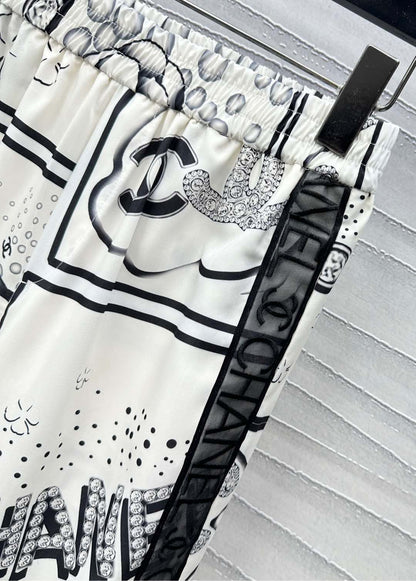 2025 Summer New Lapel Printed Shirt Straight Pants Suit