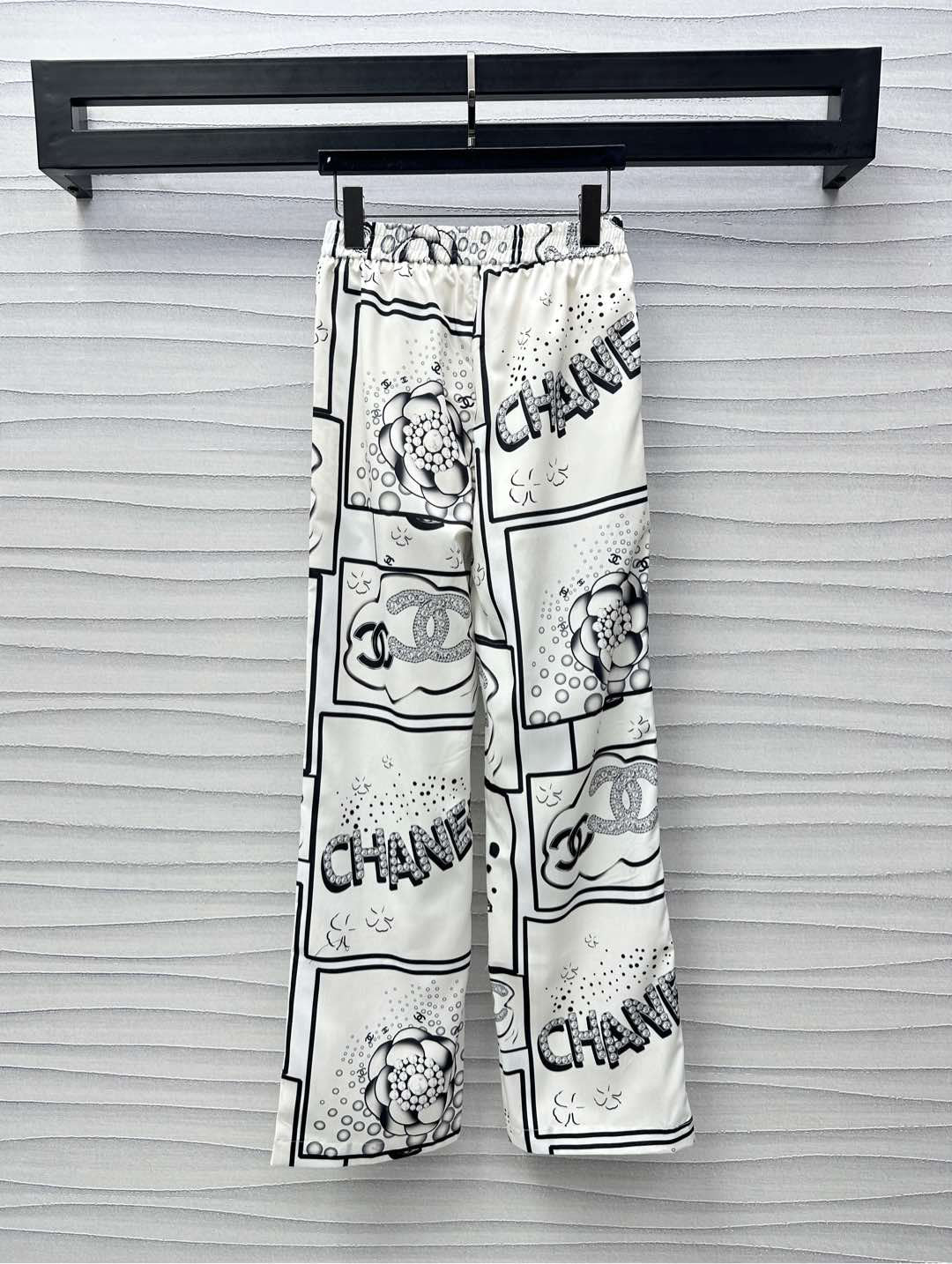 2025 Summer New Lapel Printed Shirt Straight Pants Suit