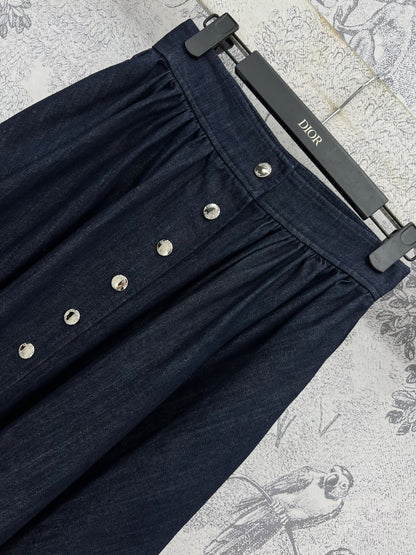 25 Spring and Summer New Denim Letter Jacquard Single-Breasted Skirt