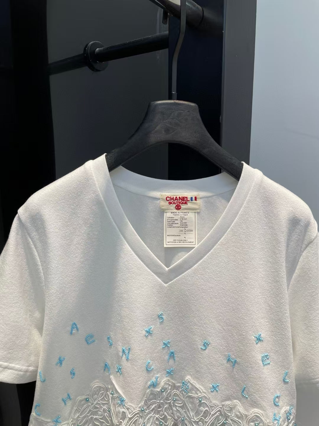 2025 New Antique Style Heavy Handmade Water-soluble Stitching T-shirt