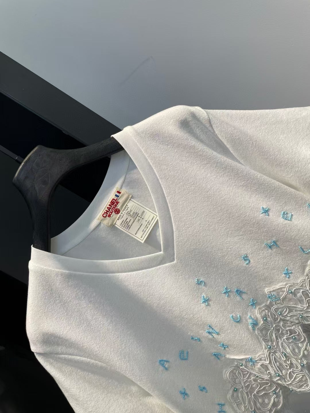 2025 New Antique Style Heavy Handmade Water-soluble Stitching T-shirt