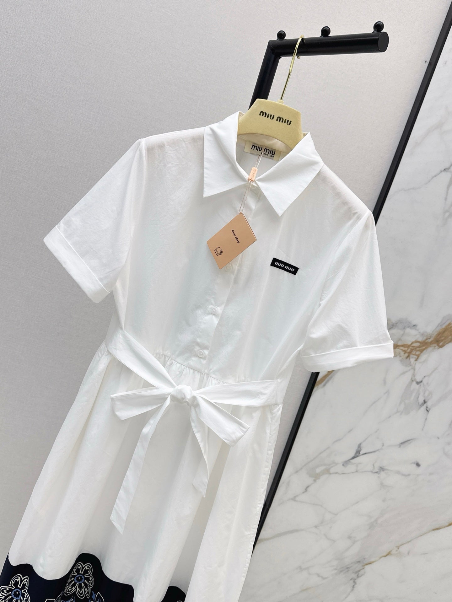 25 new style positioning flower pattern short sleeve waist shirt dress