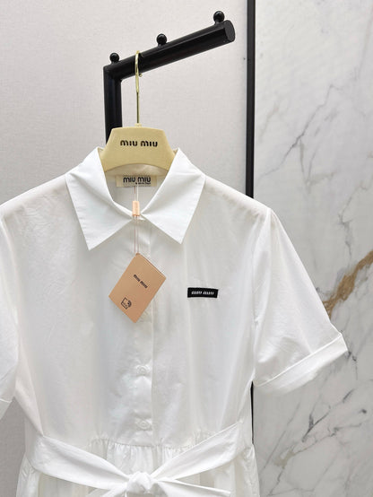 25 new style positioning flower pattern short sleeve waist shirt dress