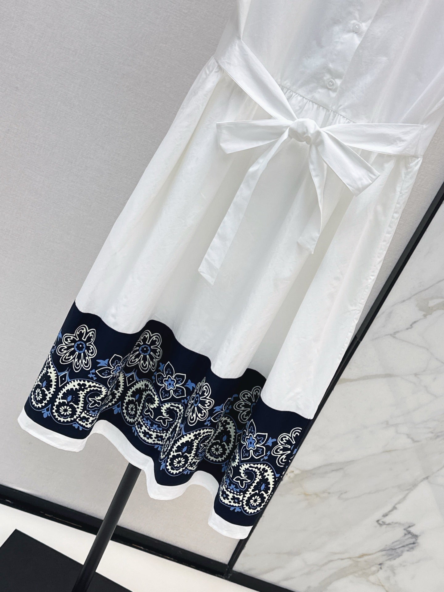 25 new style positioning flower pattern short sleeve waist shirt dress