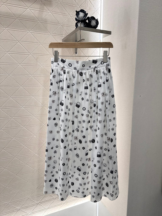 25 new summer printed high waist midi skirt
