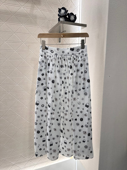 25 new summer printed high waist midi skirt