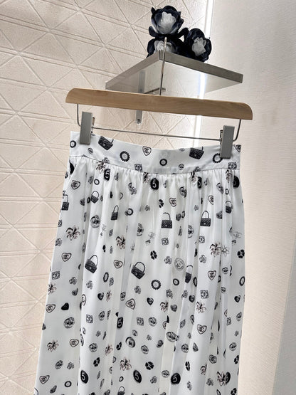 25 new summer printed high waist midi skirt