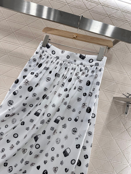 25 new summer printed high waist midi skirt