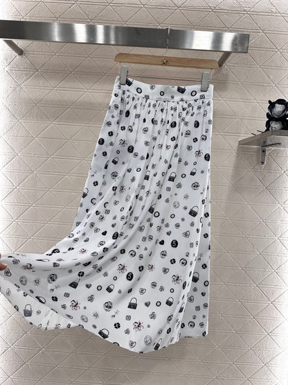 25 new summer printed high waist midi skirt