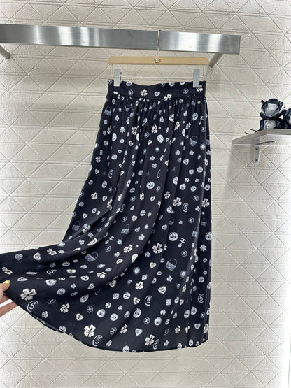 25 new summer printed high waist midi skirt